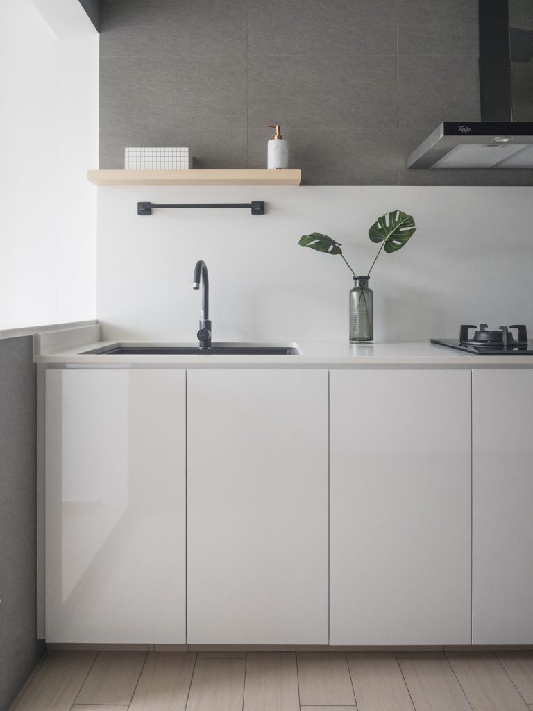 black and white hdb kitchen