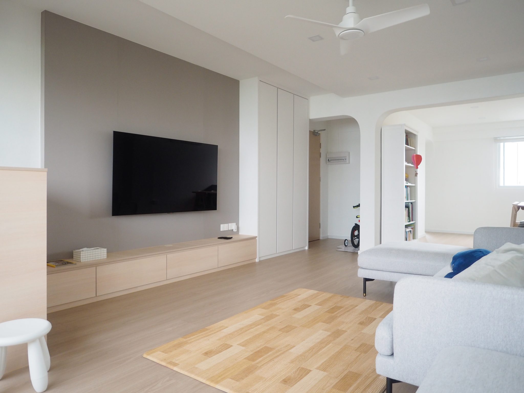 minimalist home hdb grey wood